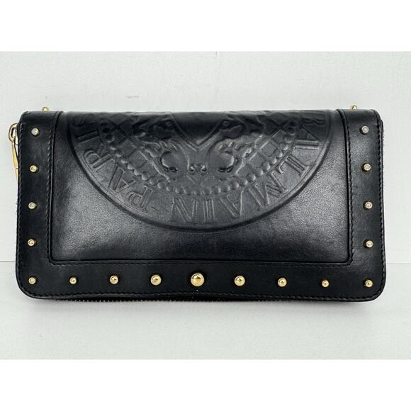 Balmain Embossed Leather Wallet in Black with Gold Hardware B-9 - Picture 4 of 16